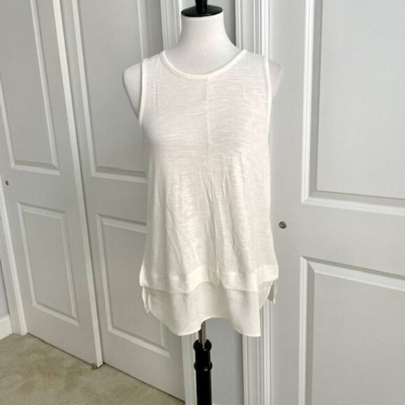 NWT J. Crew White Faux Layered Tank Top Size Large - Picture 1 of 4